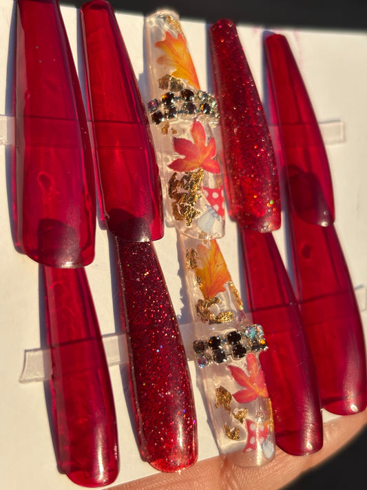 10pc coffin “ maroon the color of fall”